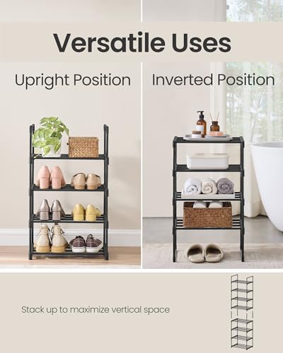 image for SONGMICS Shoe Rack, 4-Tier Shoe Organizer, Metal Storage Shelf, Uprigh