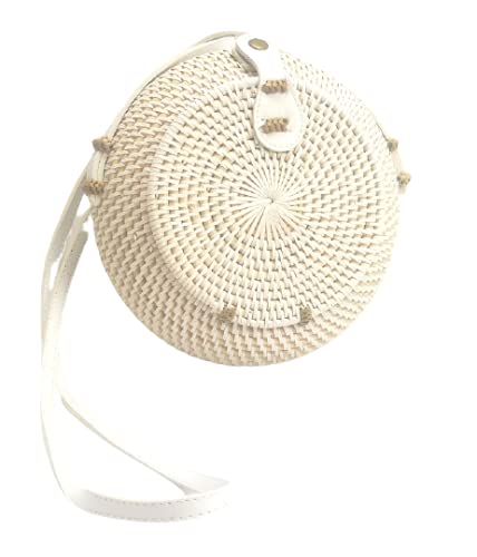 ambiente-lebensart.de Handtasche-Strohtasche-Bali-Natur-Rattan-Umhängetasche-Crossbodytasche-Rundtasche-Leder Schultergurt Cover