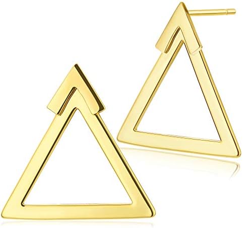 Open Triangle Ear Jacket Stud Double Sided Earrings | 18k Gold Plated Hypoallergenic Brass