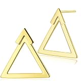 Open Triangle Ear Jacket Stud Double Sided Earrings | 18k Gold Plated Hypoallergenic Brass