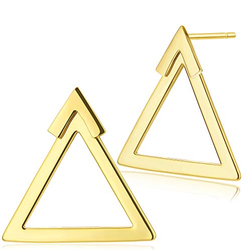 Open Triangle Ear Jacket Stud Double Sided Earrings | 18k Gold Plated Hypoallergenic Brass