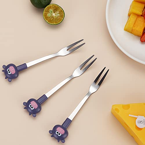 Ovobots Food Picks For Kids With Jars, 4.7" Cute Cartoon Fruit Forks Kids Stainless Steel, Animal Food Picks Fruit Picks For Kids Bento Picks For Appetizers #TOP3