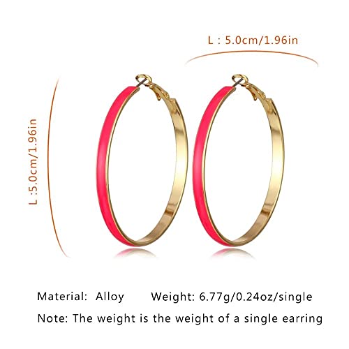Bohemian Geometric Circle Hoop Earring Multicolor Enamel Pink Earrings For Women Girls Exaggerated Statement Jewelry #TOP1