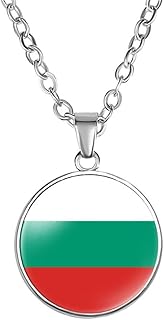 EUIOSFDC Bulgaria Country Flag Necklace Alloy Necklace for Men Women