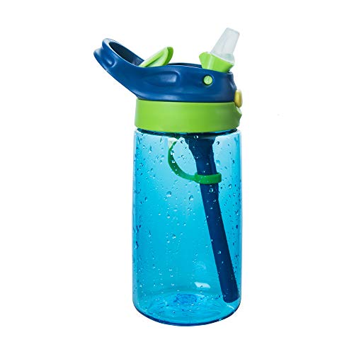 Louis Donnie - Botella de agua para niños con pajita a prueba de fugas, sin BPA, para niños y niñas