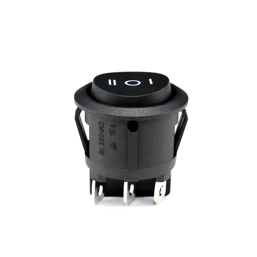 CentIoT - Round Rocker Switch - KCD1 Round bottom snap fit 250V 6A (DPDT I-O-II 3 Position, 250V 6A 6PIN, Black Button)-image-27