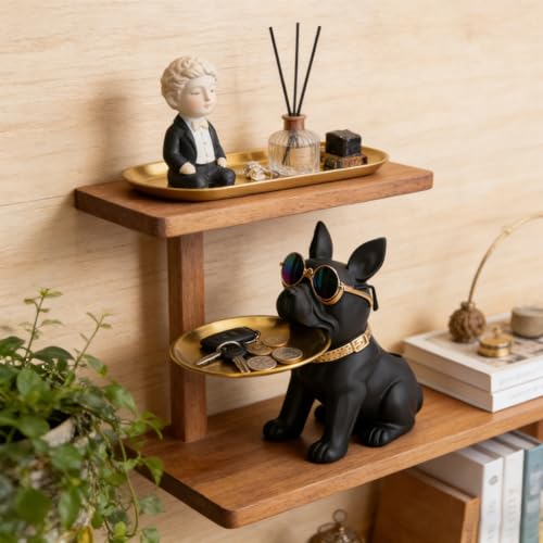 Figura Decorativa Bulldog Francés con Bandeja de Resina miniatura 6