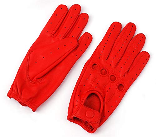 Sheepskin Leather Driving Gloves for Women (XX-Large, Red)