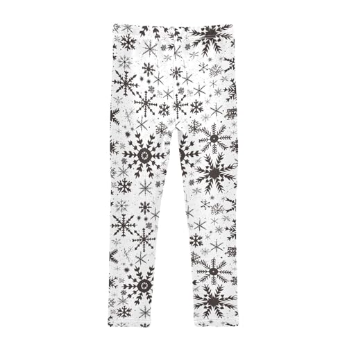 KLL Snowflake Black and White Background Little Girls Leggings Soft Full Length Workout Pants Running2