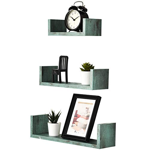 Greenco Set of 3 Floating “U” Shelves, Easy-to-Assemble Floating ...