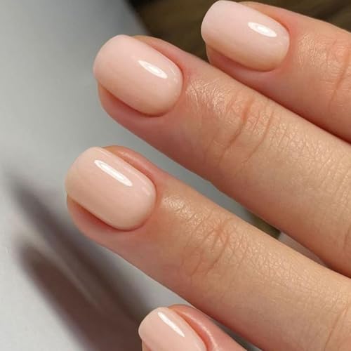 Rimotedeso Ongles à Presser Courts, 24 Pièces Carrées, Nude Rose Brillant Ajustement Naturel, Ongles Adhésifs Auto-collants, Quotidien et Bureau, Avec Colle Gelée Lime Bâton de Bois, Nude Rose – vue 5