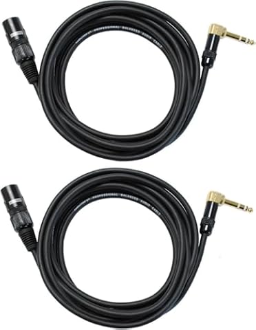 Audio2000's C14012P2 12 Ft 1/10.2 cm TRS kabel kątowy do XLR męski (2 sztuki)