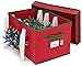 StorageMaid Christmas Lights Storage Box | Festive Sturdy Xmas Lights Organizer Container Great for Stacking - Christmas Decoration Box Equipped with a Secure Cover & Card Slot - 12 x 17 x 10 in.
