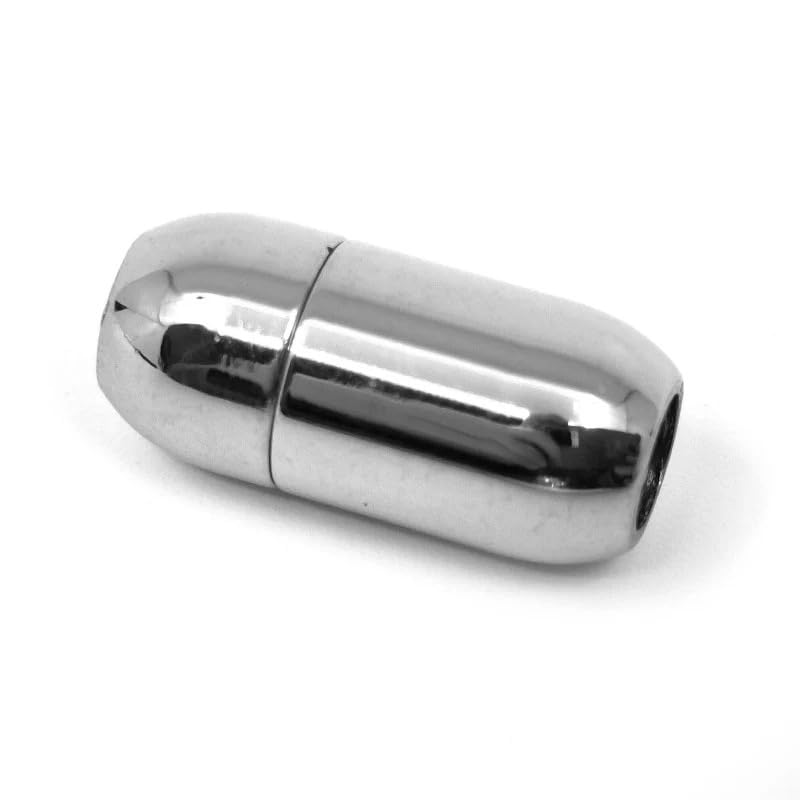 Beadsnfashion 10 Pcs Strong Magnetic Tube Clasps - 17x9mm, 5mm Hole Size, Silver Finish | Premium Magnetic Clasp for Jewellery Making, Bracelets & Necklaces | Essential Jewelry Findings for DIY Crafting