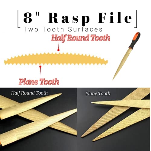 Marhynchus Rasp File Hand Cutter Wood Carving Tool Woodworking Fine Teeth Double Side File (8") Cut Percussion Tool, File #TOP2