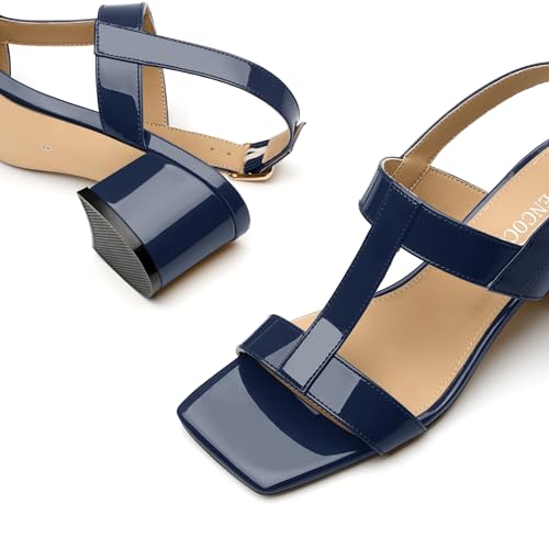MODENCOCO Women's Strappy Heeled Sandals Chunky 2 Inch Slingback Square Open Toe Heels Comfortable Casual Summer Dress Shoes with Buckle3