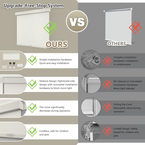 Image of SUNOFF Cordless Blackout Roller Shades Blinds for Windows,62 inchW x 72 inchH,Beige