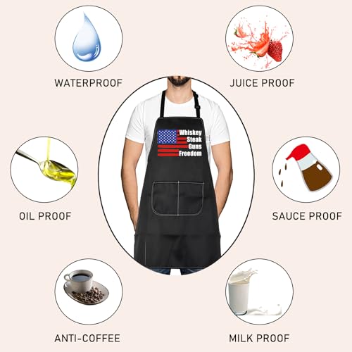 LEVLO Patriotic Home Saying Apron America Freedom Gift Whiskey Steak Guns Freedom Waterprof Apron Gifts For Men (Whiskey Steak) by LEVLO - Used condition - Image 4