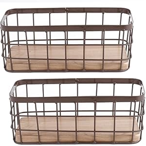 Dicunoy Set of 2 Small Wire Baskets Narrow Rustic Storage Bin for Bathroom Counter Farmhouse RectangleOrganizer Tray for Kitchen Countertop Pantry RV School Classrooms Office Decorative