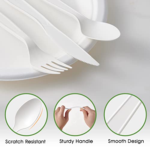 Ecolipak 150 Pcs 100% Compostable Spoons, 6.7" Large Size Biodegradable Disposable Spoons, Heavy Duty Bio-Based Cpla Spoons For Party, Bbq, Picnic #TOP4