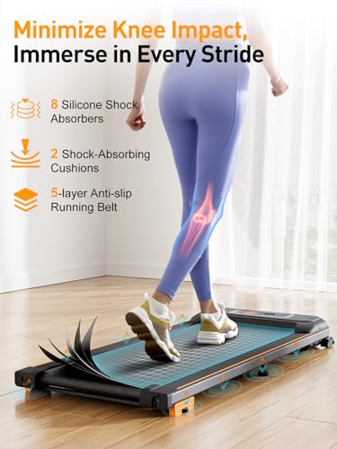 Walking Pad with Incline, Under Desk Treadmill, Portable Treadmills for Home/Office, 2.5HP Walking Jogging Running Machine with LED Display, Remote Control/App Control