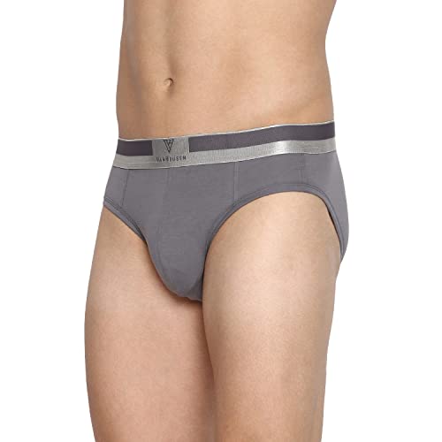 Image of Van Heusen Men Briefs - Pima Cotton Stretch - Colour Fresh, Ultra Soft, Solid 20002 Quite Shade S Grey