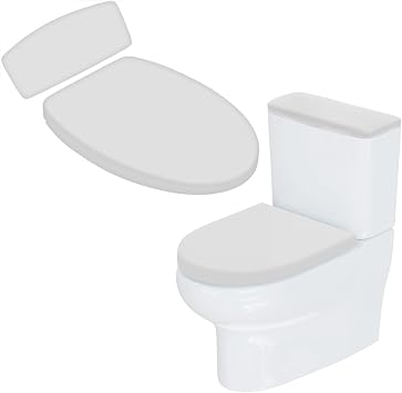 Toilet Lid Cover and Toilet Tank Lid Cover, Toilets Seats Covers with Elastic Bottom Universal Toilets Seats Tank Covers Replacement for Bathroom, White