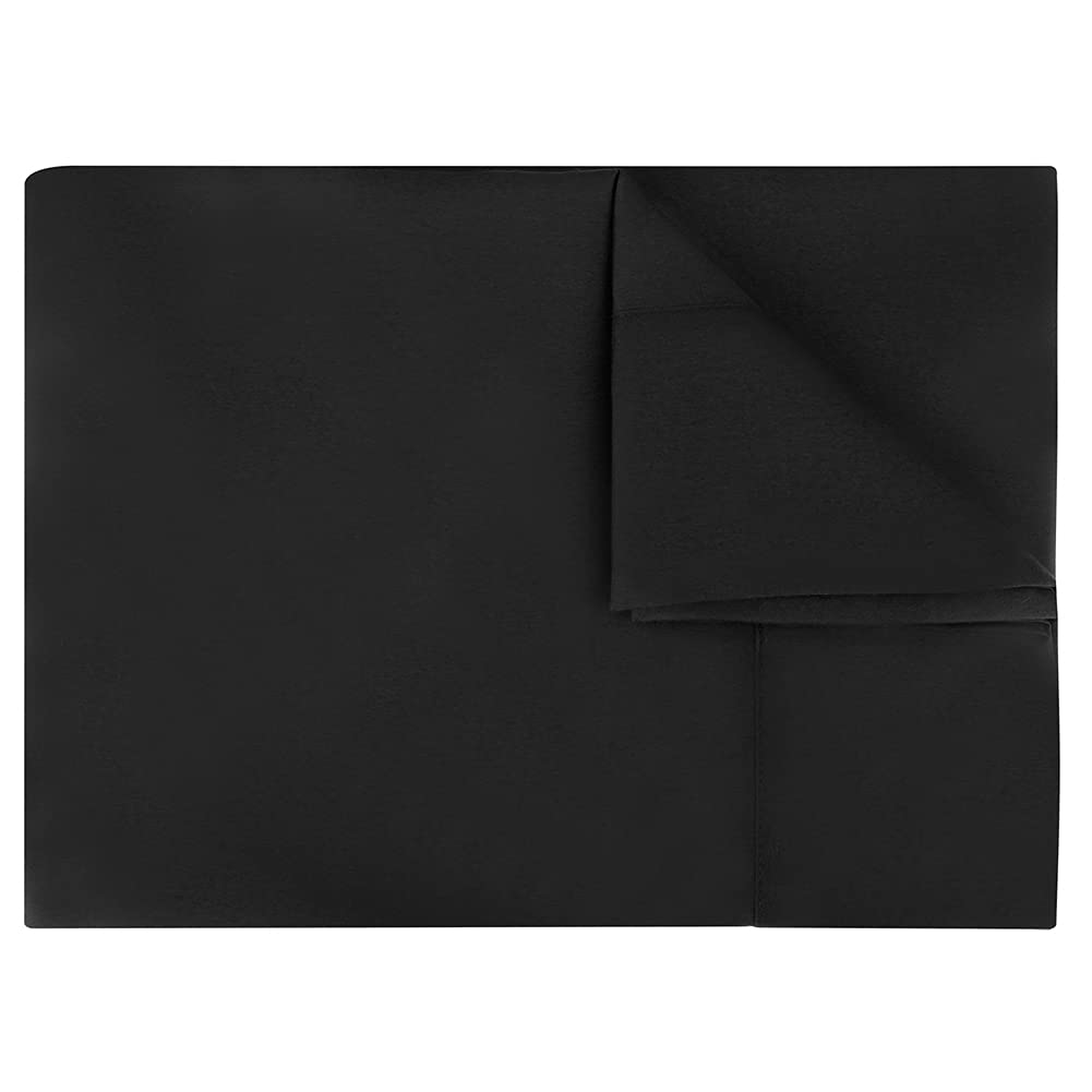 Micrifiber Breathable Flat Bed Sheets, Ultra Soft and Wrinkle Resistant Double Brushed Flat Sheet for Twin, Full, Queen, King - Machine Washable (Black, Full)