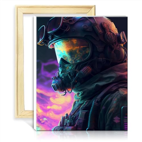 LiHEQING Kit de pintura por números, piloto de la Fuerza Aérea para adultos, con pinceles y pigmento acrílico sobre lienzo, arte de pared vibrante con marco (40 x 50 cm)