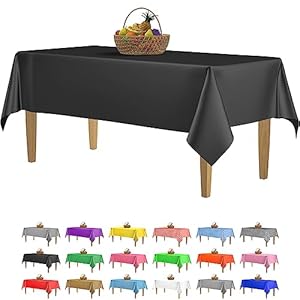 14 Pack Black 54 x 108 in. Rectangle Disposable Plastic Tablecloths – Smooth Decorative Covers for Parties, Weddings