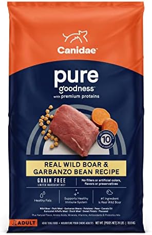 Canidae PURE Limited Ingredient Premium Adult Dry Dog Food, Wild Boar and Garbanzo Bean Recipe, 24 Pounds, Grain Free