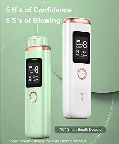 Yry Smart Breath Odor Detector Portable Halimeter For Bad Breath Odor Precise Mems Sensor Vsc Detection 32-B Cpu Fast Detection 30Days Rechargeable Battery Auto Calibration Health Status Alarm (White) #TOP2