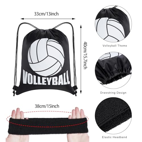 Topbuti 4 Pcs Volleyball Accessories Youth Volleyball Knee Pads Volleyball Arm Sleeves Protection Volleyball Headband Drawstring Bag for Women Teens Girls Boys Training (Style 2) - Thumbnail 4
