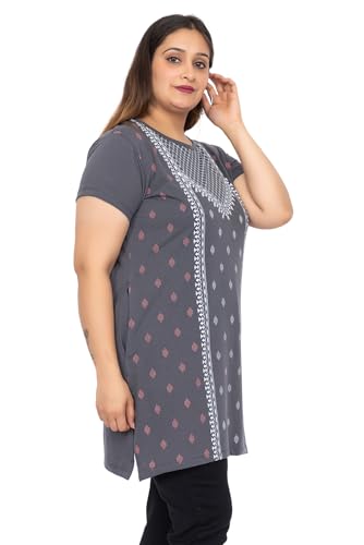 Image of Women Printed Cotton Tshirt with Side Slits & Pocket