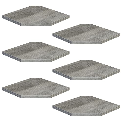 Fun Memories Corner Shelf Wall Mount, Floating Corner Shelves, Set of 6 Corner Wall Shelf Organizer, Rustic Wood Wall Storage Display Shelves for Living Room Bedroom Bathroom Kitchen, Rustic Grey