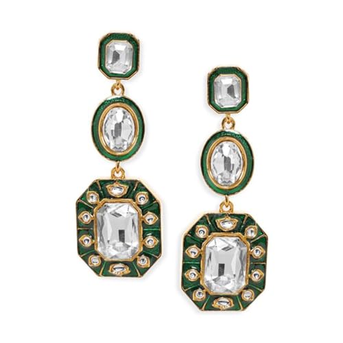 Image of Rubans Drop Earrings American Diamond Crystal Stylish Trendy Jewellery Gift for Women & Girls