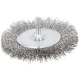 Drahtbürste für Bohrmaschine, 100 mm Karbonstahl, gewellte Drahtbürste, Rostentfernungsscheibe und Abisolieraufsatz für Metallreinigung, 6 mm Schaft
