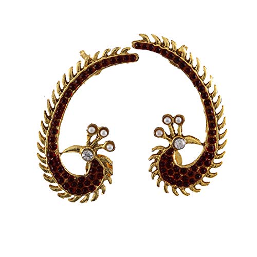 Pendientes Chandbali chapados en oro diseño indio con rubí CZ