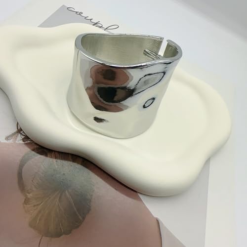 Hammered Chunky Cuff Bracelet for Women Gold Silver Wide Grooved Cuff Bracelet Irregular Trendy Wrist Wrap Bracelet Minimalist Thick Wrist Cuff Bracelet4
