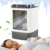 Tragbarer Klimaanlagenventilator – 12 W USB-PP-Desktop-Luftbefeuchter 6,5 x 6,5 x 9,45 Zoll | 3-Gang-935g-LED-Klimaanlagenventilator für -Reisezelt, Camping, Garage, Werkstatt, Wohnung, Wohnh