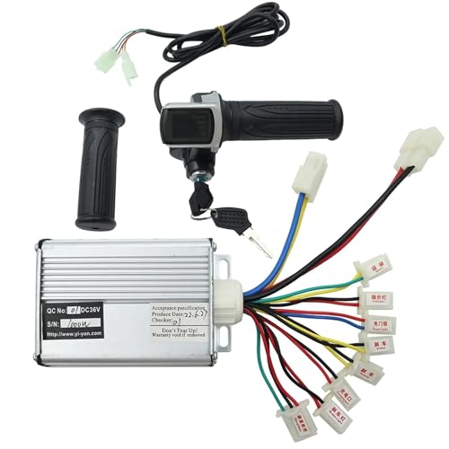 HESHUWEN Ebike コントローラー 36V 48V1000W ブラシレスコントローラー キー付き パワースピード ロータリースロットル 電動スクーター/バイクアクセサリー用 ブラシレスモーターコントローラー(48Vセット)