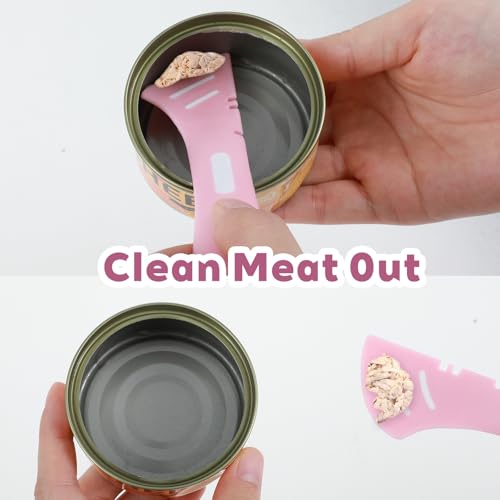 Xinjoduz 2 Stück Katzenfutter Deckel, Dosendeckel und Katzenlöffel Silikon Universal Dosendeckel Rosa Niedliche Deckel für Futteraufbewahrung Hundekatzenfutter Haustierfutterdosen