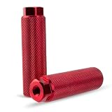 Shwsed Bike Pegs, Aluminum Anti-Skid BMX Bicycle Foot Pegs for Mountain Bike Cycling, Stunt Pegs Fit 3/8 inch Axles (Red)