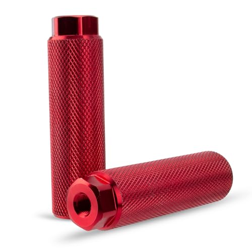 Shwsed Aluminum BMX Bike Pegs for 3/8" Axles, Red