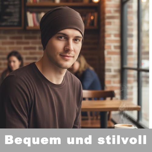 DqiUnaX Chemo Mütze Damen, 4 Stück Beanie Chemo Kopfbedeckung für Frauen, Weiche Mützen für Haarausfall und Chemotherapie, Tägliche Kopfbedeckung in Schwarz, Beige, Khaki und Braun