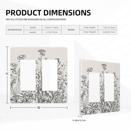 Country Vintage Beige/White Grey Floral Flowers 2 Gang Double Decorator GFCI/Rocker Wall Plate Blossom Spring Garden Sage Scene Electric Outlet Decorative Receptacle Cover Light Switch for Dimmer, USB by Uniswpate - Used condition - Image 5
