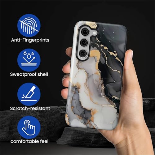 Coque Galaxy S23 marbre noir pour le quotidien urbain