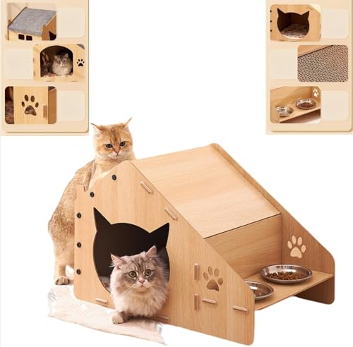 猫用ベッド。これは多機能の猫用爪とぎハウスで、爪とぎ、飲食、睡眠、遊びの機能を一体化しています。上質な引っ掻きに強い素材を採用し、萌えるデザイン、しっかりした構造と簡単な組み立て方法を備えており、快適なベッドパッドとサンドクロスも装備されています。猫の生活