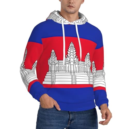 Sweat à capuche Cambodge pour homme imprimé de qualité supérieure et cordon ajustable
