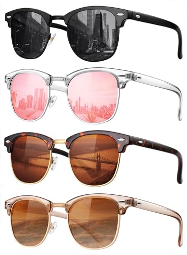 Classic Polarized Sunglasses for Men and Women Retro Style Semi Rimless Frame Sun Glasses 100% UV Protection Goggles-117